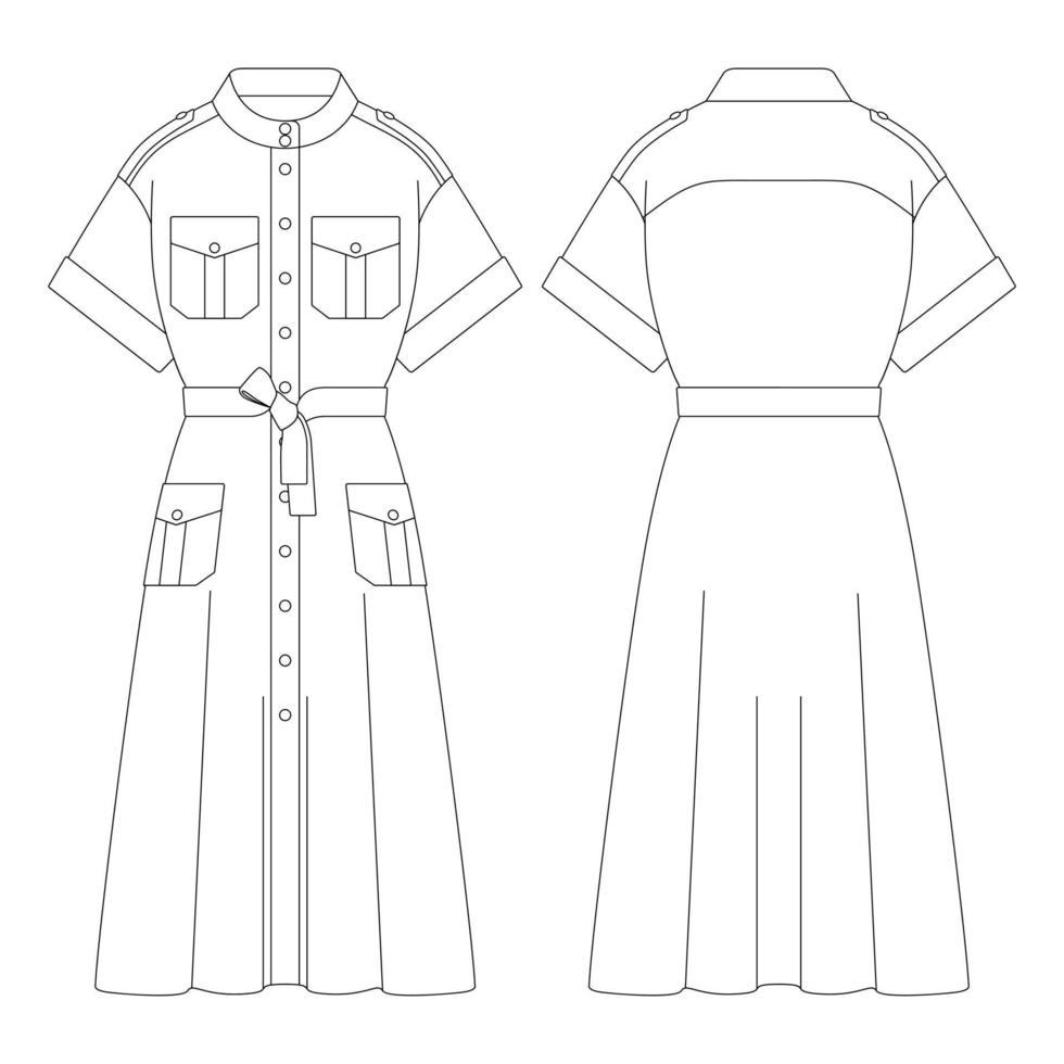sjabloon jurk met beugel vector illustratie platte ontwerp schets kleding