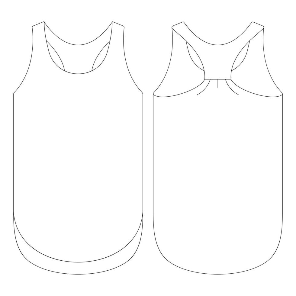 sjabloon vrouwen tank top losse vector illustratie plat ontwerp schets kleding