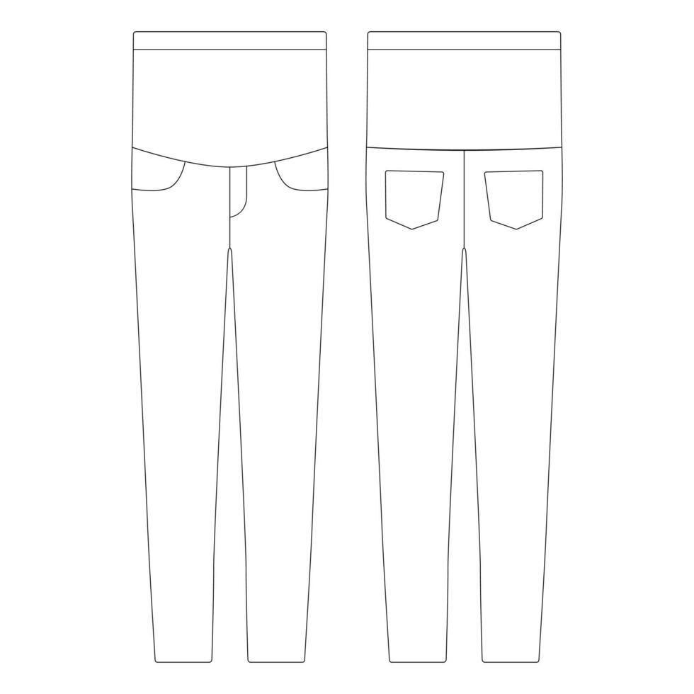 sjabloon vrouwen moederschap stretch jeans vector illustratie plat ontwerp omtrek kleding