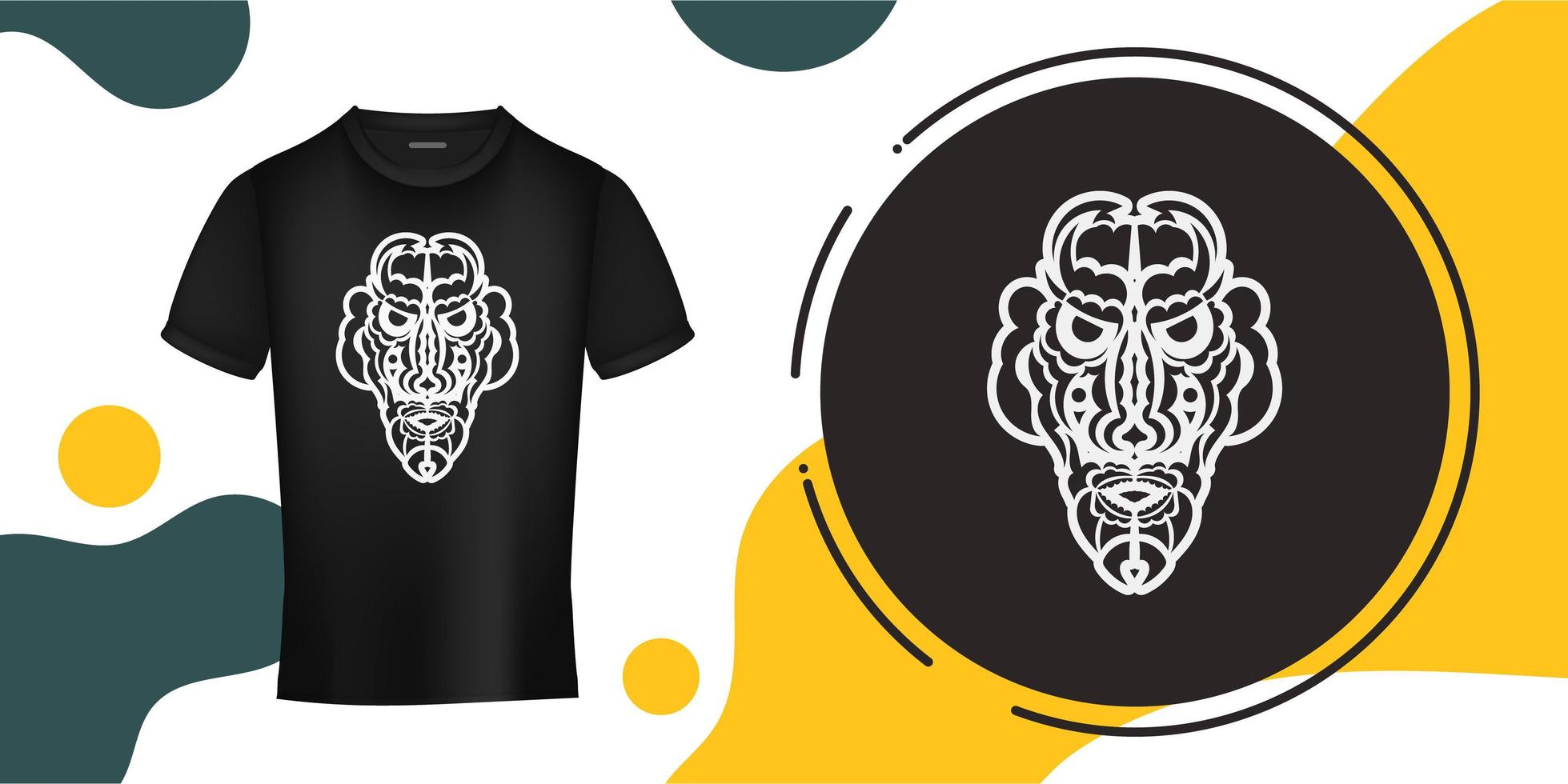 gezicht van Polynesische patronen. tiki-masker in Hawaiiaanse stijl. sjabloon voor afdrukken van t-shirts. vectorillustratie. vector