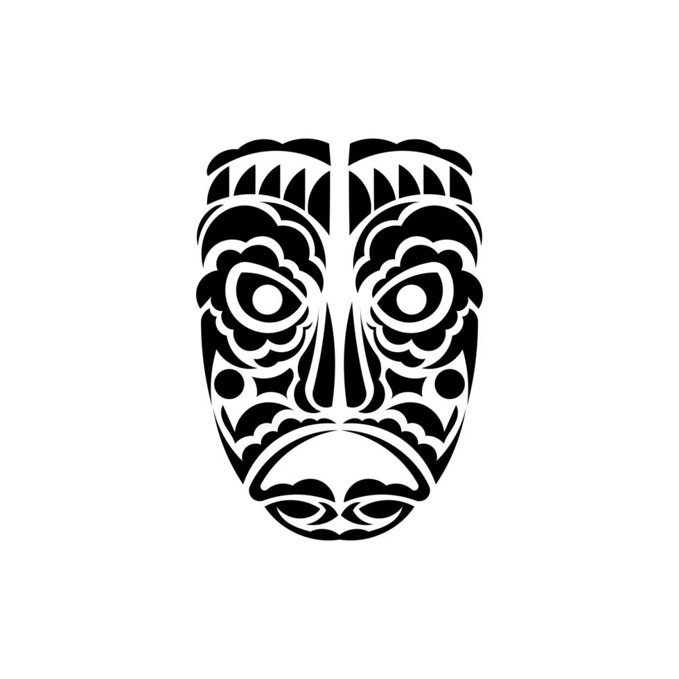 tiki gezicht, masker of totem. Samoaanse stijl patronen. goed voor tatoeages en prints. geïsoleerd. vectorillustratie. vector