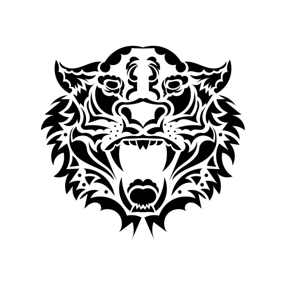 tijger woede. zwarte tatoeage. vectorillustratie van een tijger hoofd. vector