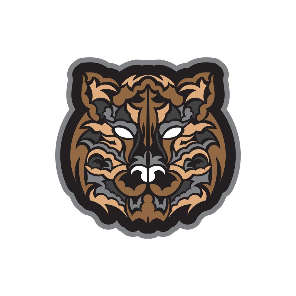 gekleurde tijgerprint in boho-stijl. tijgergezicht in polynesische stijl. geïsoleerd. vector