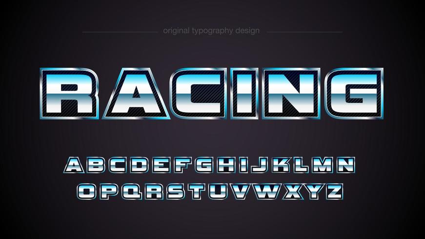 chroom race sport koolstofvezel typografie vector