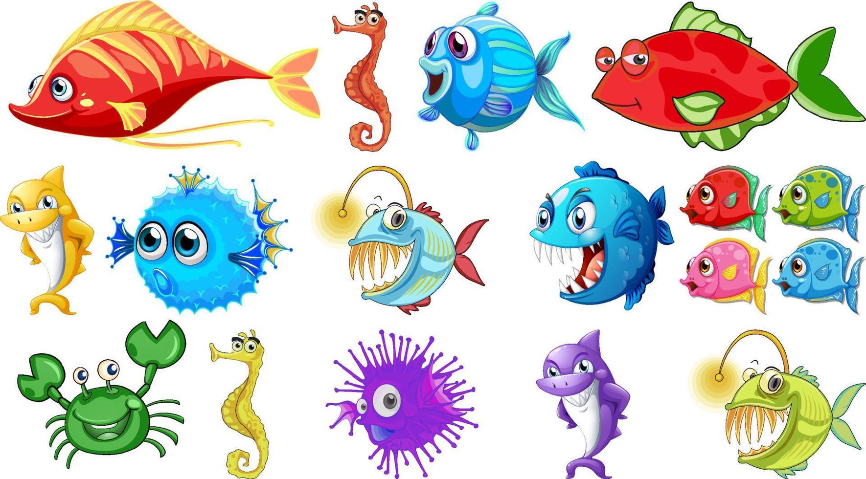 zeedieren cartoon collectie vector