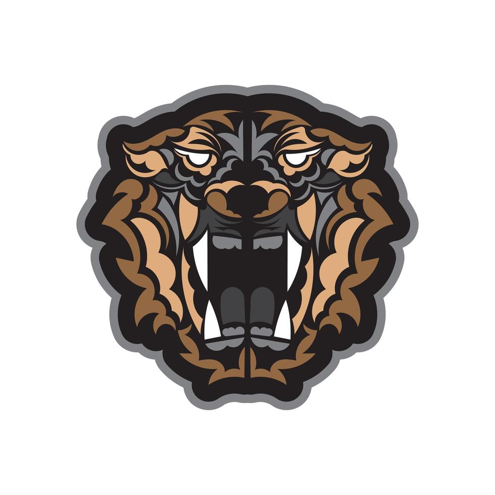 tijgergezicht in polynesische stijl in kleur. geïsoleerd. vectorillustratie. vector