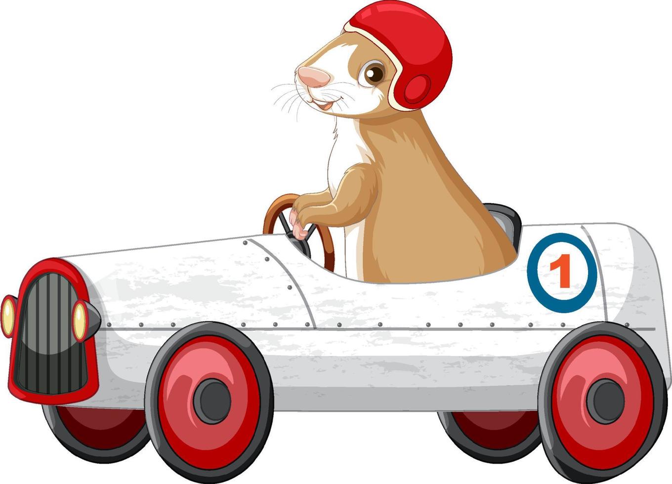 cavia rijdende auto speelgoed cartoon vector