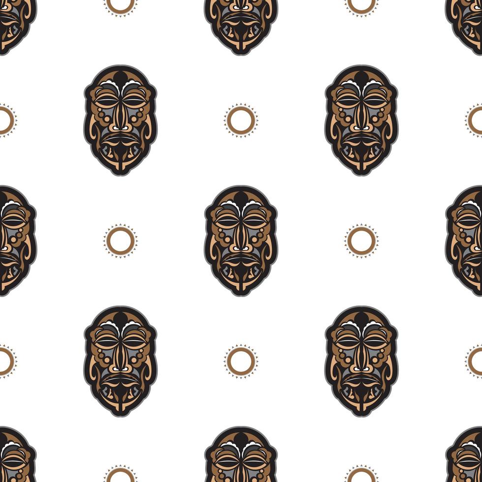 naadloos patroon met tiki-masker in maori-stijl. goed voor t-shirtafdrukken, kopjes, telefoonhoesjes. geïsoleerd. vectorillustratie. vector