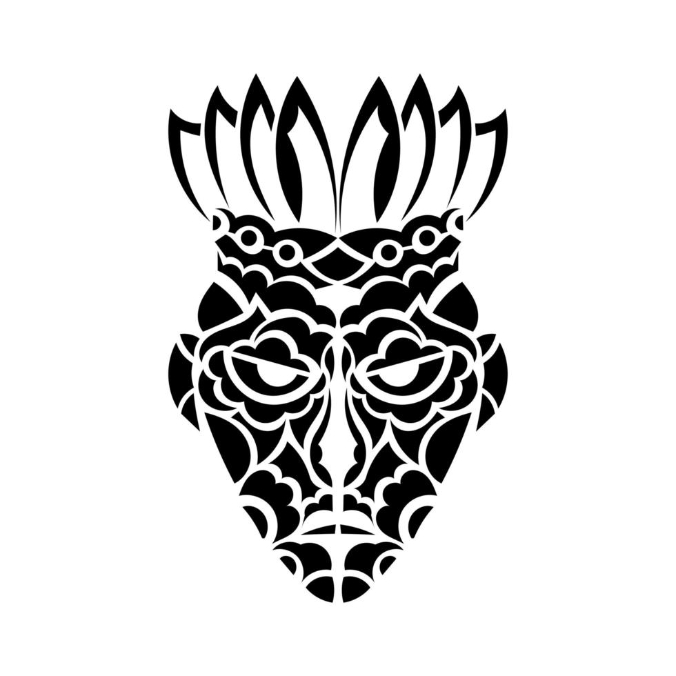tiki gezicht, masker of totem. patronen in de stijl van Polynesië. goed voor tatoeages en prints. geïsoleerd. vectorillustratie. vector