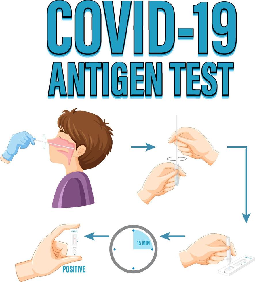 covid 19 testen met antigeen testkit vector