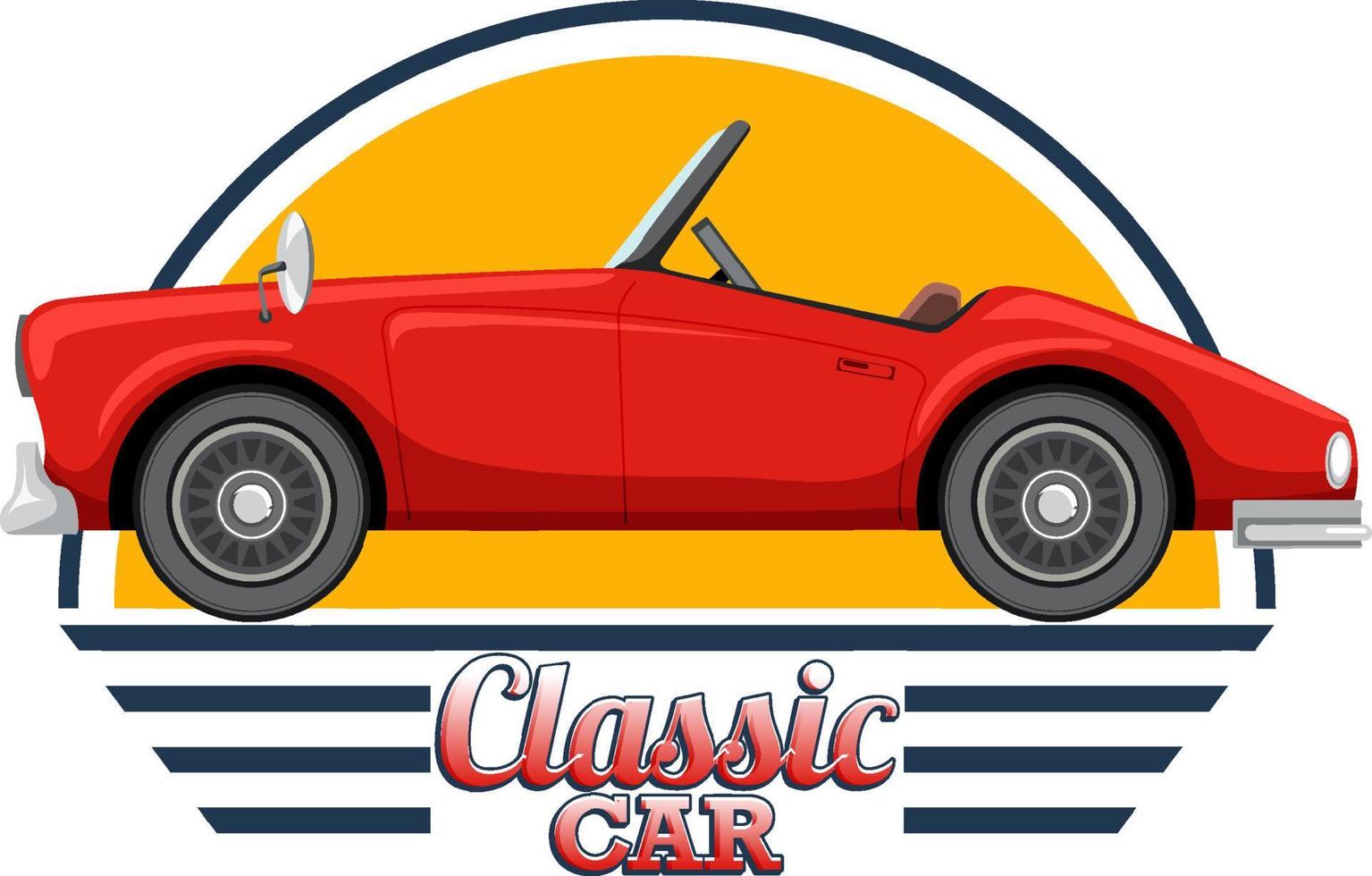 oldtimer-logo met klassieke auto op witte achtergrond vector