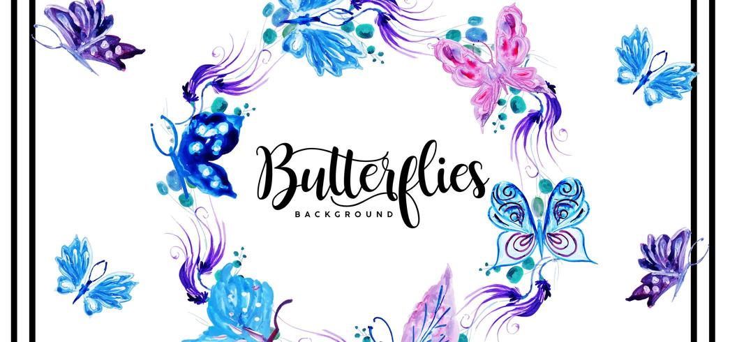 Mooie aquarel vlinders achtergrond vector