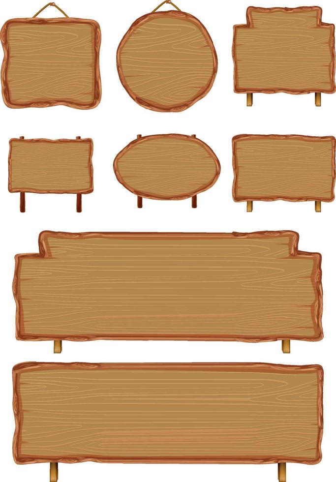 set van verschillende houten bordjes vector