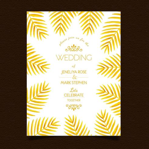 Gouden bladeren bruiloft uitnodiging vector