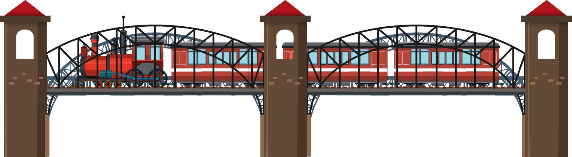 geïsoleerde stoomlocomotief op brug vector