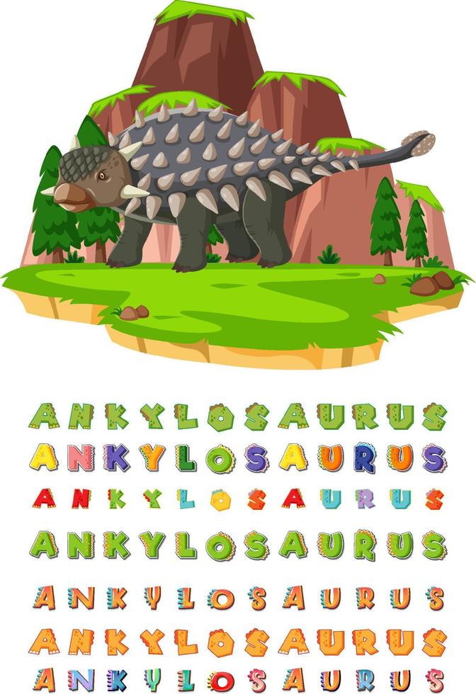 lettertypeontwerp voor ankylosaurus vector