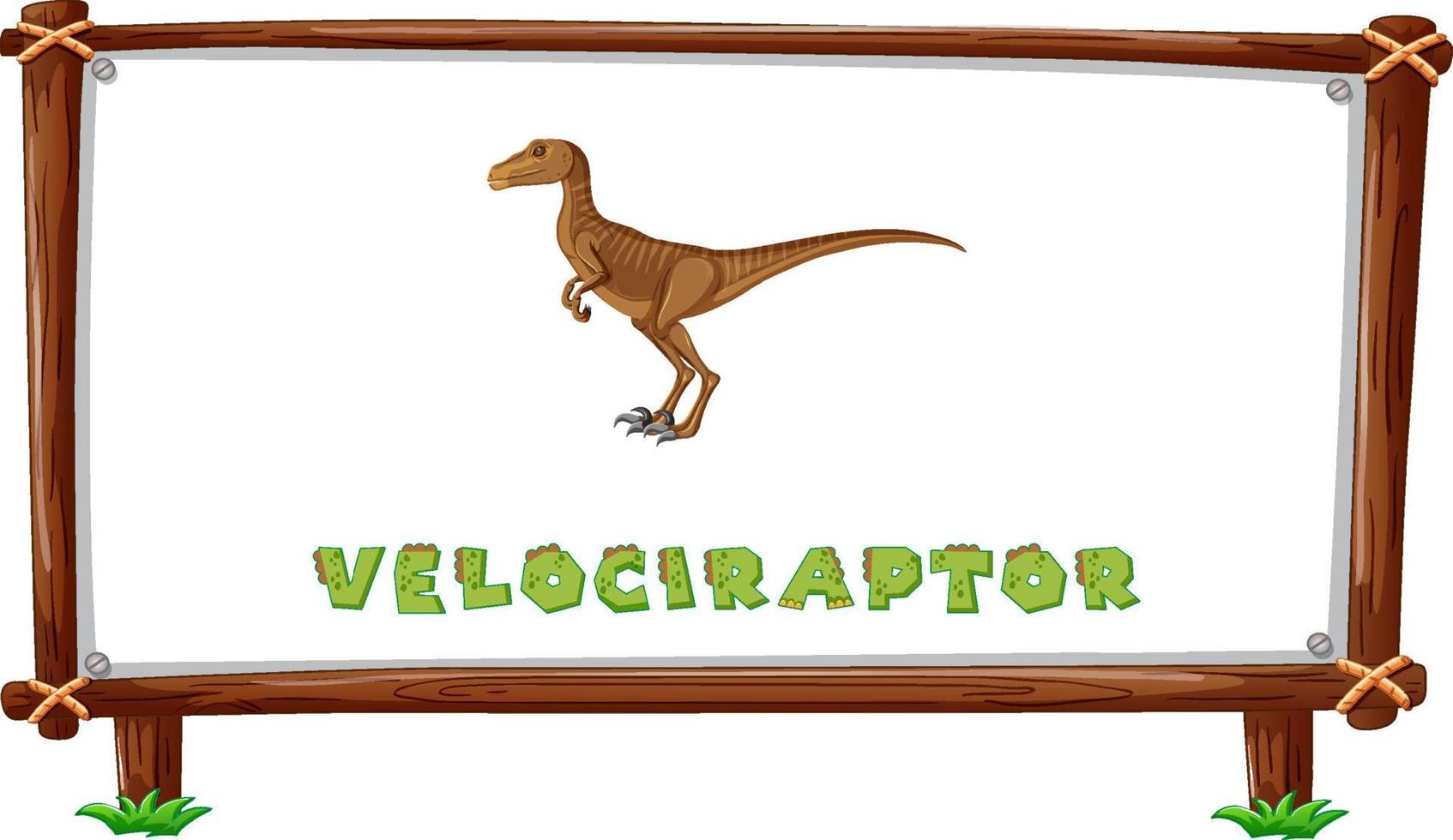 framesjabloon met dinosaurussen en velociraptor-tekstontwerp erin vector