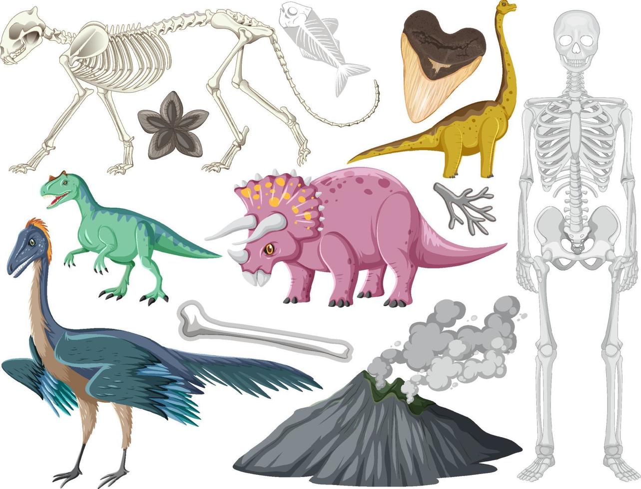 set van verschillende prehistorische dinosaurusdieren vector