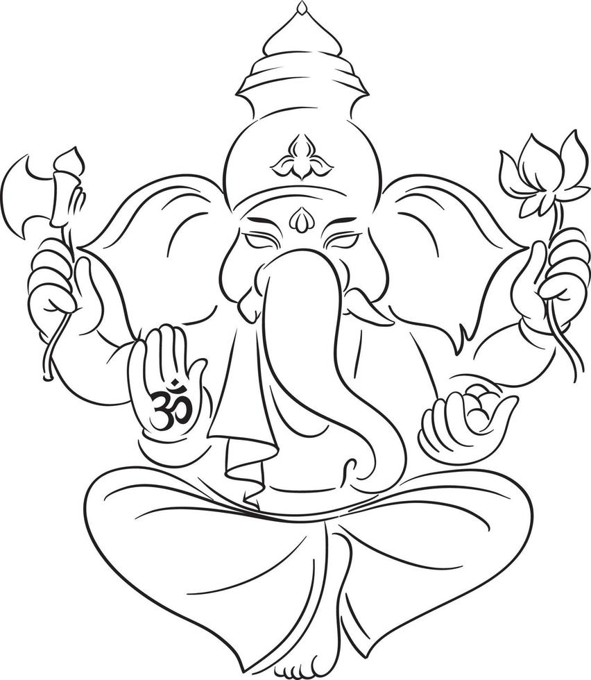 Indische olifantsgod op witte achtergrond vector