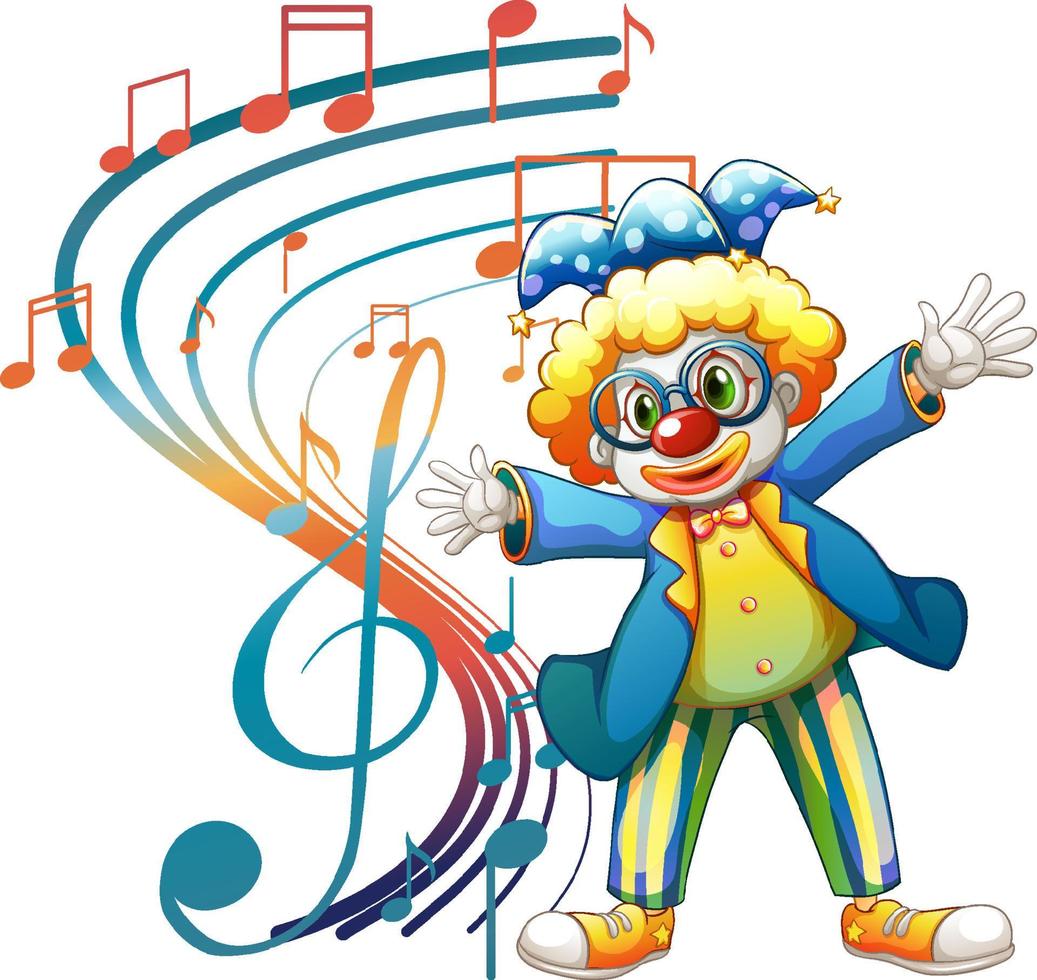 clown karton karakter met muzieknoot vector