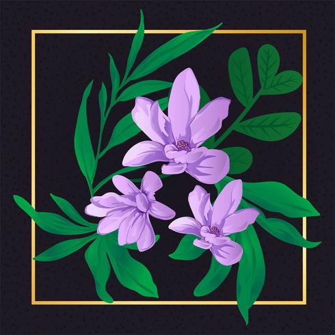 Mooie bloemen paarse bloem vintage vector