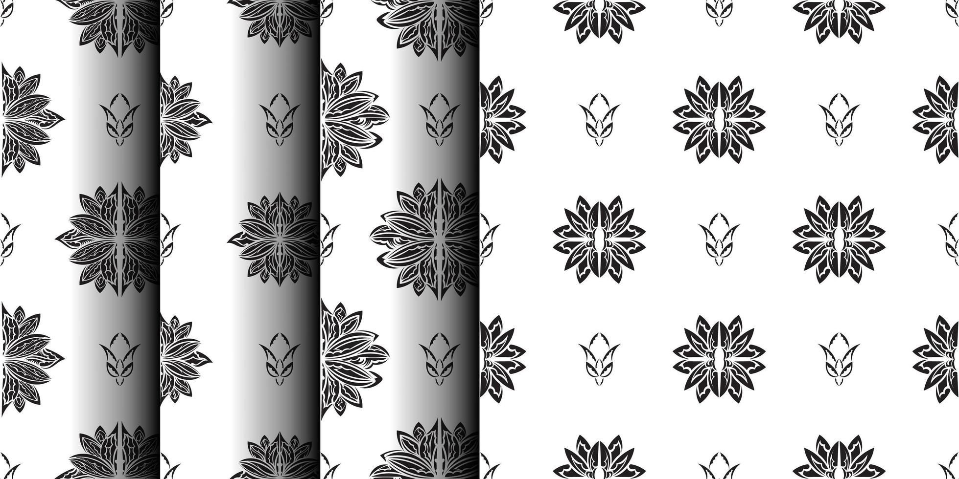 set van zwart-wit naadloze patroon met lotussen in eenvoudige stijl. goed voor kleding en textiel. vectorillustratie. vector