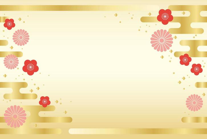 Japans naadloos nieuwjaars gouden kaartsjabloon. vector