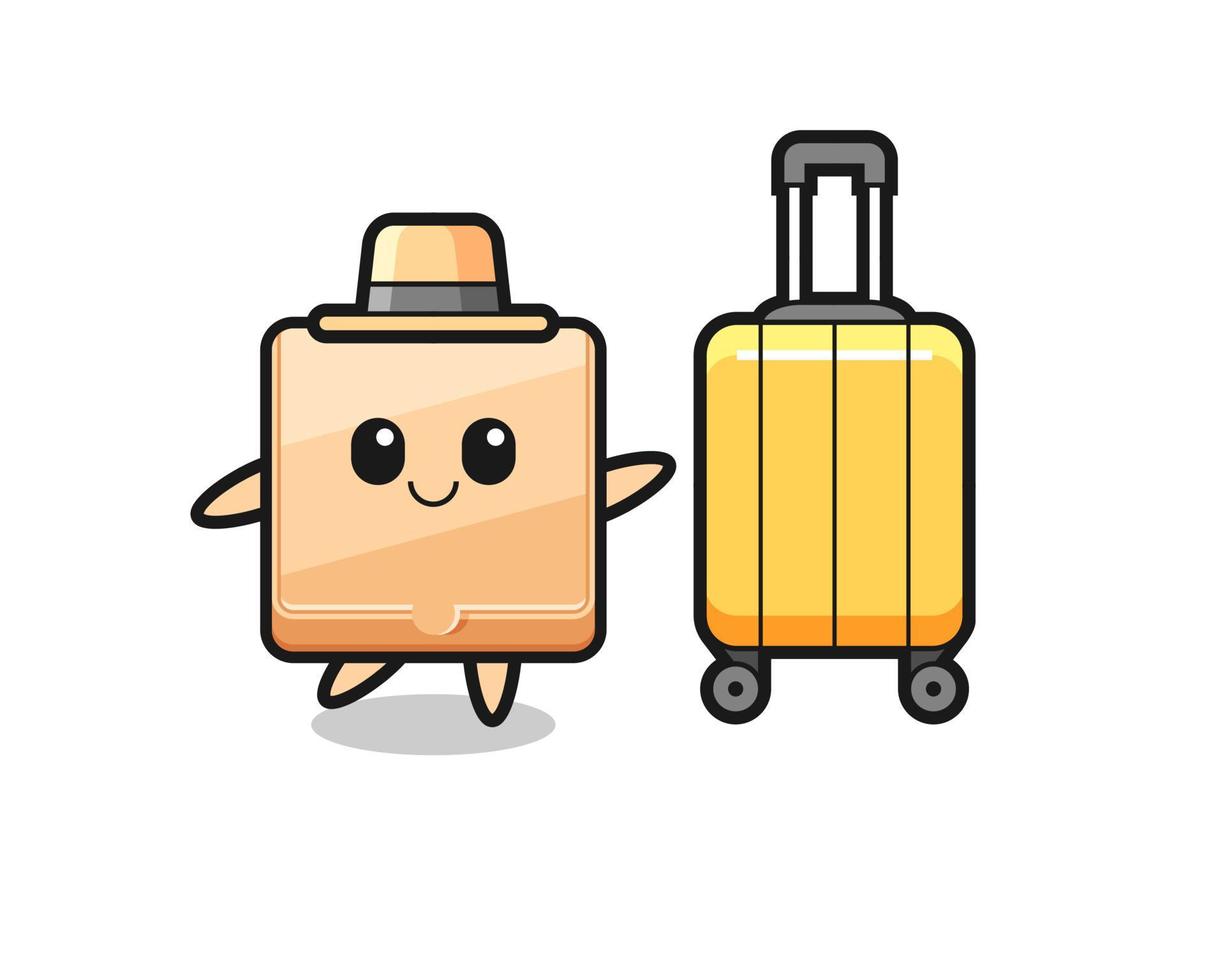 pizzadoos cartoon afbeelding met bagage op vakantie vector