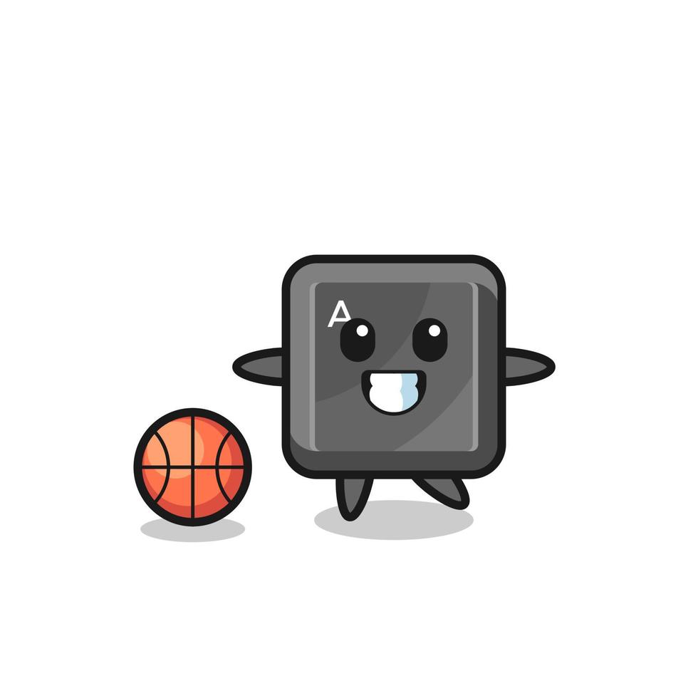illustratie van toetsenbord knop cartoon speelt basketbal vector