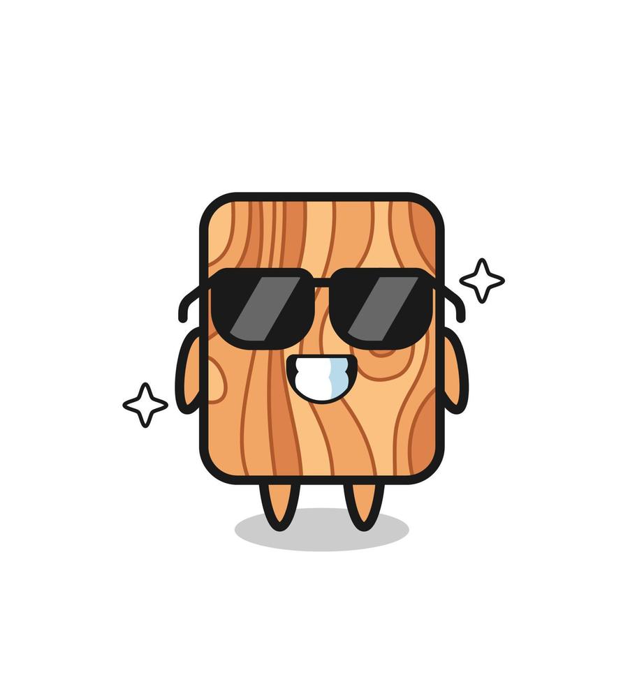 cartoon mascotte van plank hout met cool gebaar vector