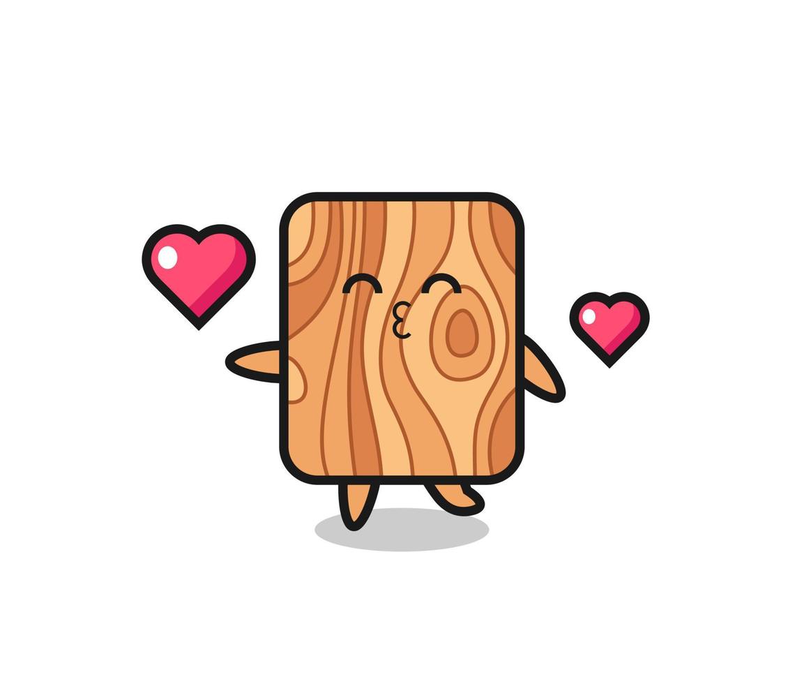 plank hout karakter cartoon met kussende gebaar vector