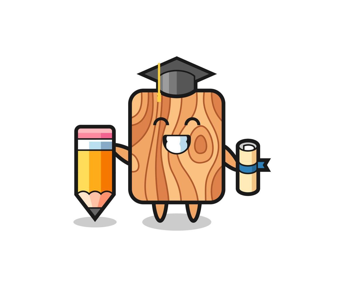 plank hout illustratie cartoon is afstuderen met een gigantisch potlood vector