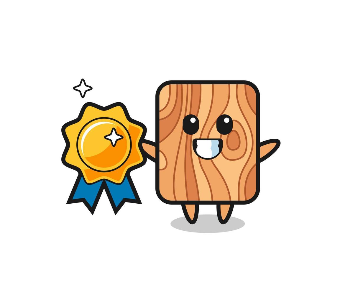 plank hout mascotte illustratie met een gouden badge vector