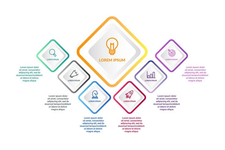 Infographic ontwerp met 6 pictogrammen opties of stappen vector