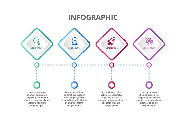 Infographic-ontwerp met 4 pictogrammenopties of stappen vector