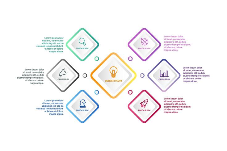 Infographic ontwerp met 6 pictogrammen opties of stappen vector