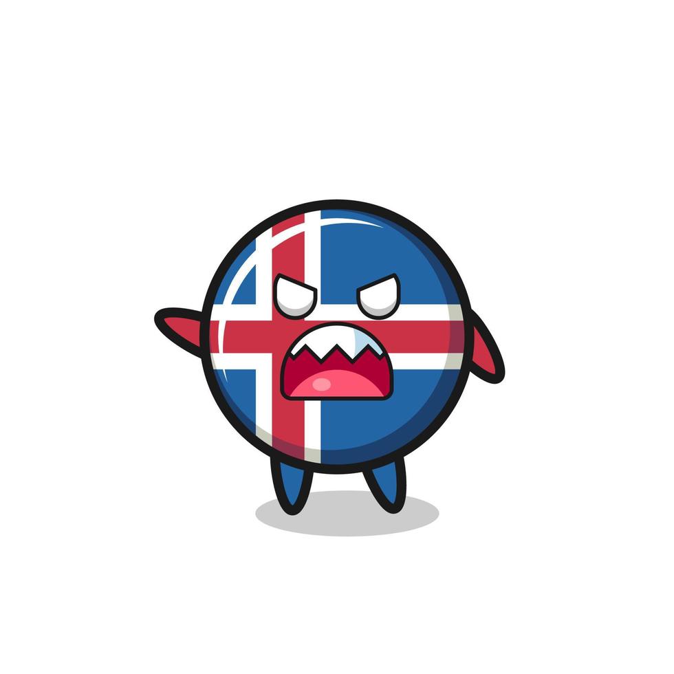 schattige ijslandse vlag cartoon in een zeer boze pose vector