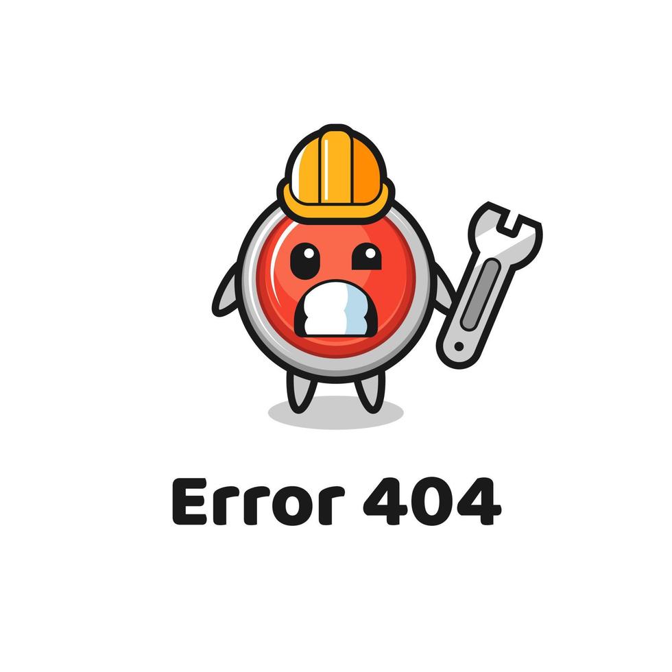 error 404 met de schattige mascotte van de paniekknop voor noodgevallen vector