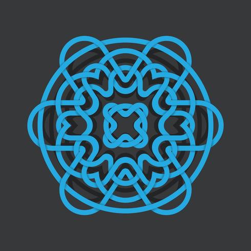 Blauwe abstracte digitale mandala met schaduw vector