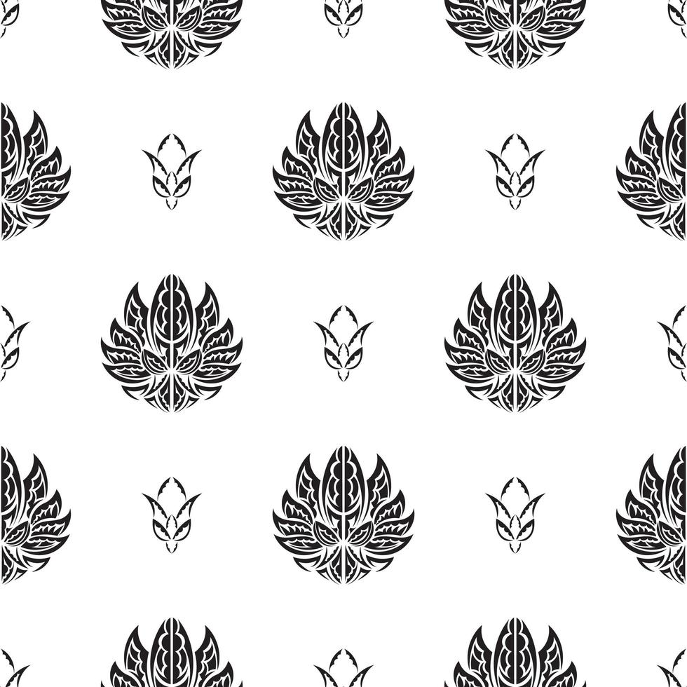 zwart-wit naadloos patroon met lotussen in eenvoudige stijl. goed voor achtergronden en prints. vectorillustratie. vector