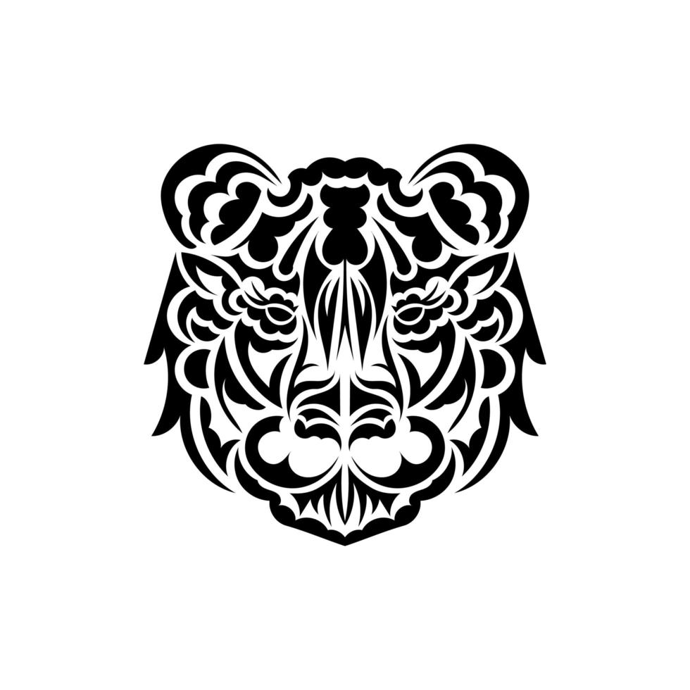 Samoaanse stijl tijger gezicht tattoo. boho tijger gezicht. geïsoleerd. vectorillustratie. vector