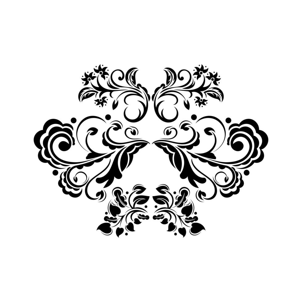 bloemen ornament blad scroll gravure retro patroon decoratief ontwerp. tattoo zwart-wit filigraan kalligrafie vector