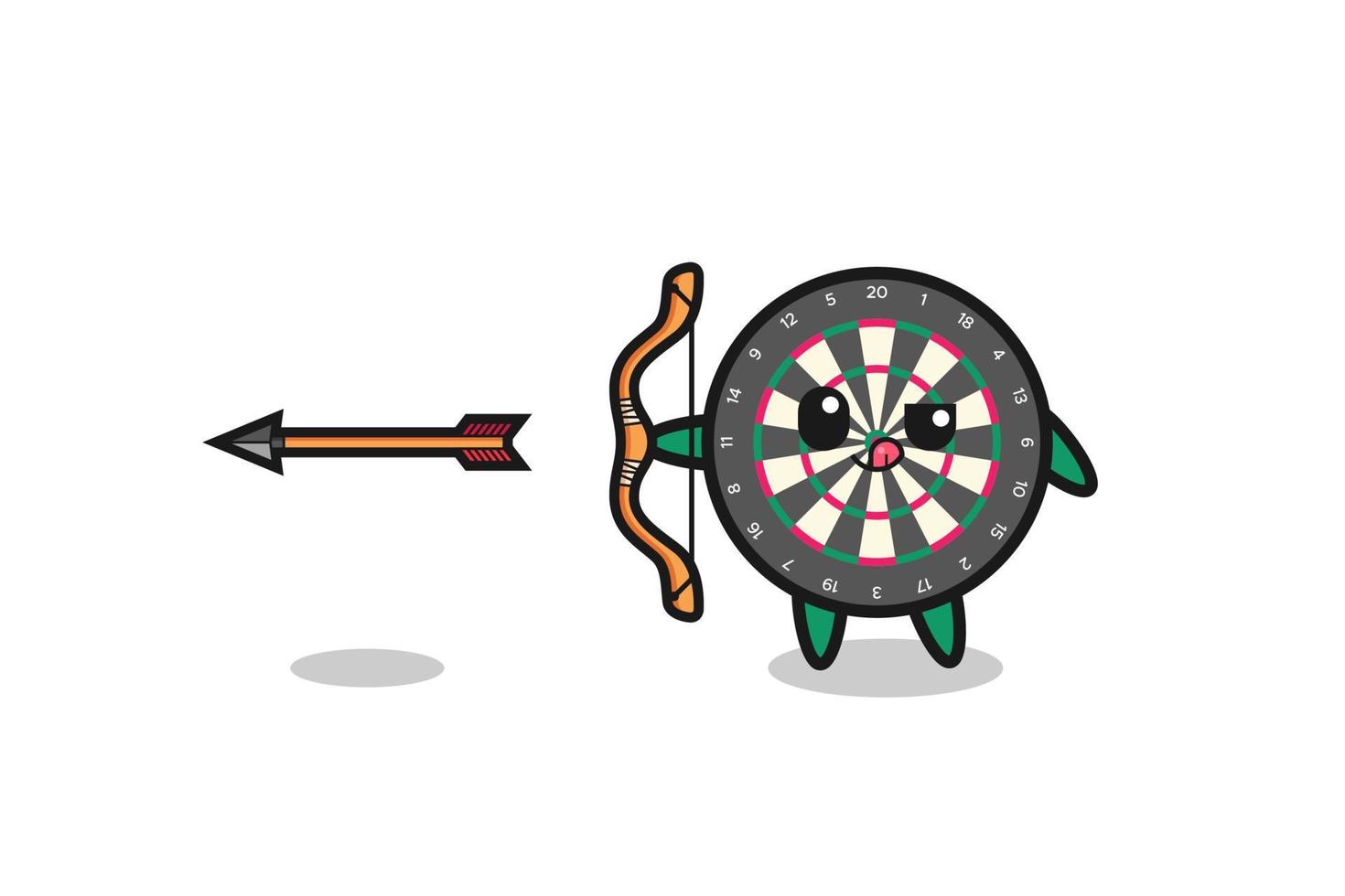 illustratie van dartbordkarakter dat boogschieten doet vector