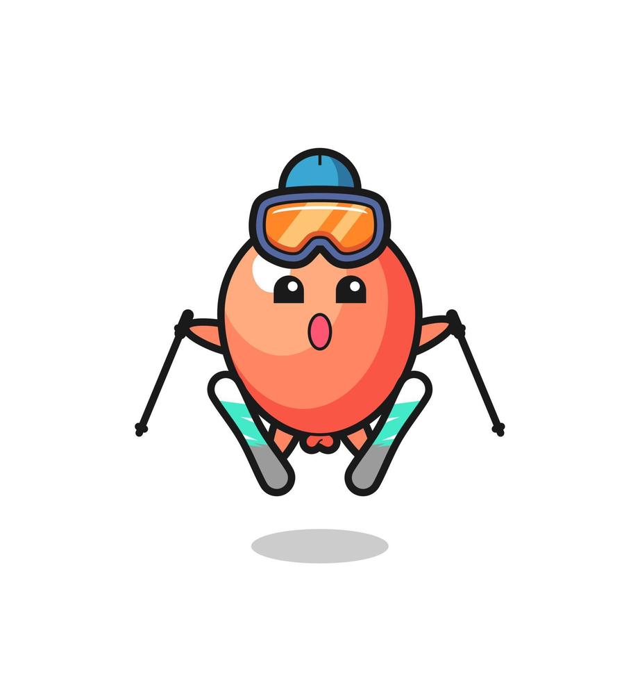 ballon mascotte karakter als ski-speler vector