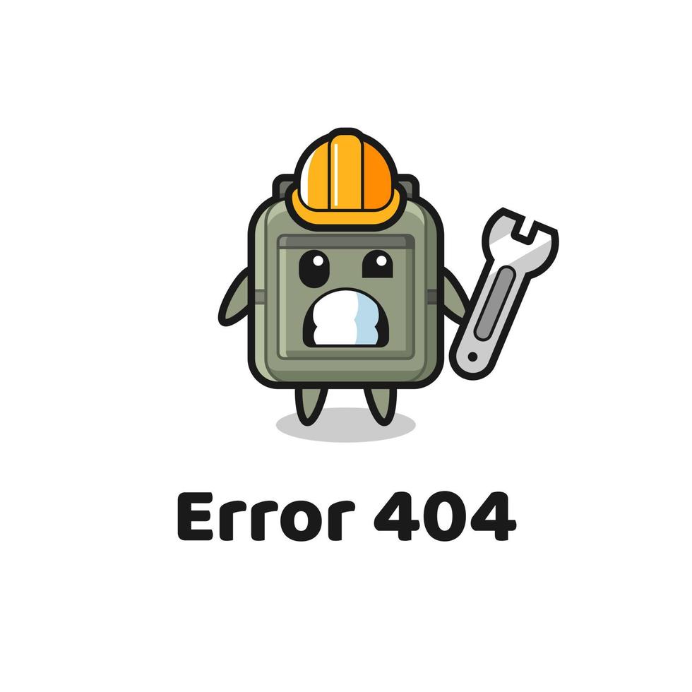 error 404 met de schattige schooltas-mascotte vector