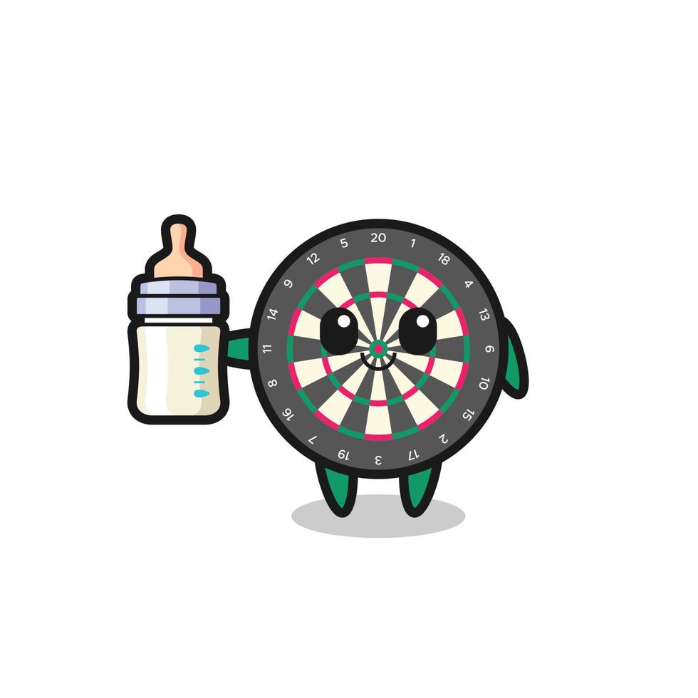 baby dartbord stripfiguur met melkfles vector