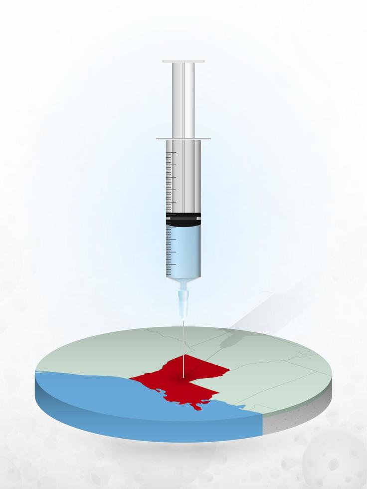 vaccinatie van Louisiana, injectie van een spuit in een kaart van Louisiana. vector