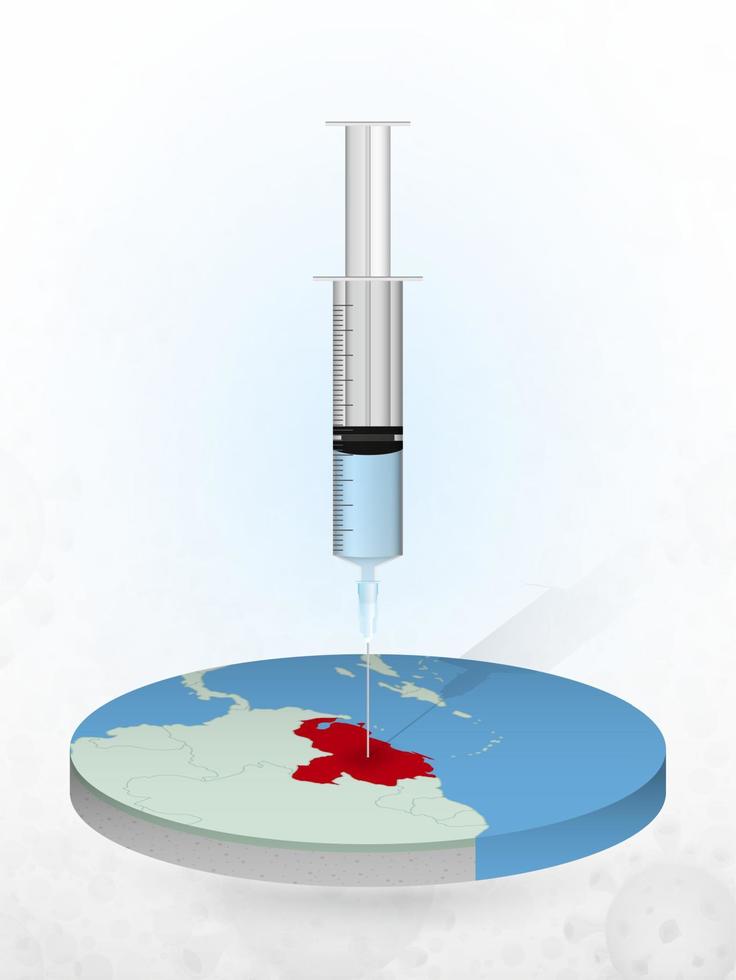 vaccinatie van venezuela, injectie van een spuit in een kaart van venezuela. vector