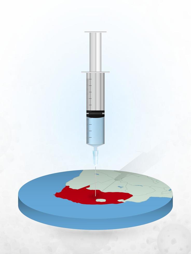 vaccinatie van zuid-afrika, injectie van een spuit in een kaart van zuid-afrika. vector