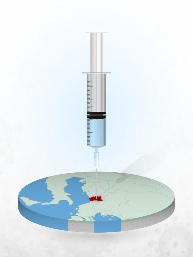 vaccinatie van montenegro, injectie van een spuit in een kaart van montenegro. vector